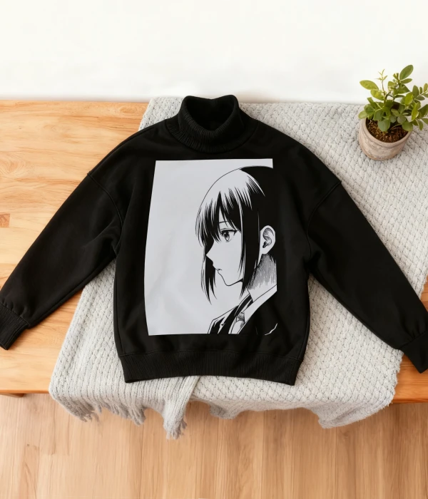 Hoodie--Anime - L, Black