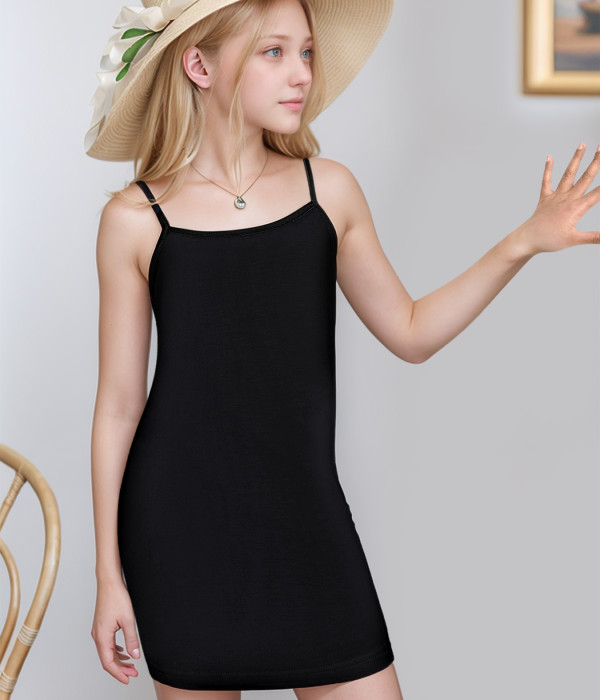 Girls' Strap Dress - L, Black